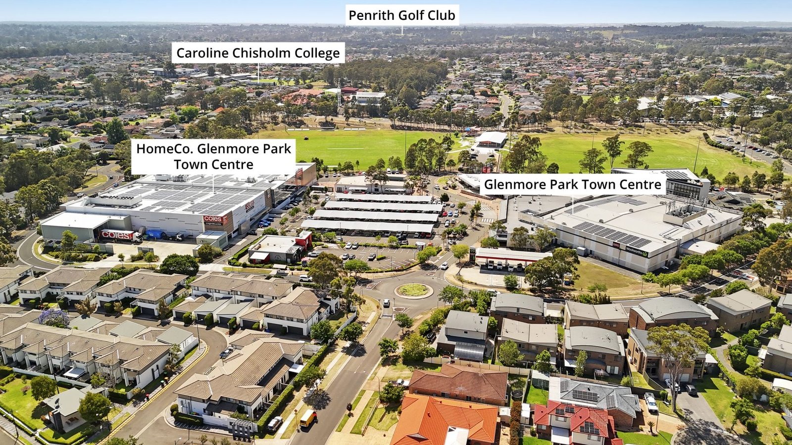 Glenmore Park Town Centre and wider retail precinct aerial view