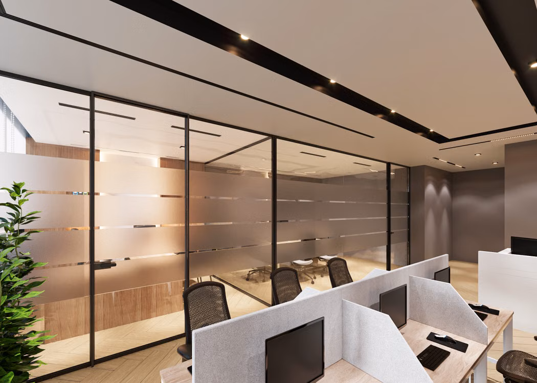 Representative image: Contemporary office space featuring sleek cubicles and large glass partitions for an open ambiance
